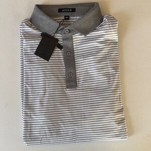 Asher Golf Gray Striped Men's Shirt NWT
